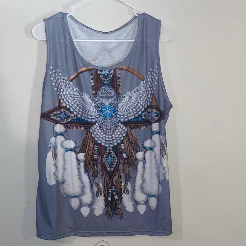 Gray Owl Graphic Tank Top